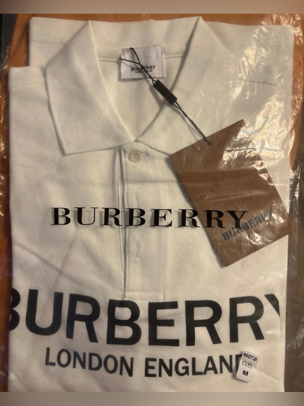Burberry White Polo with Bold Black Logo